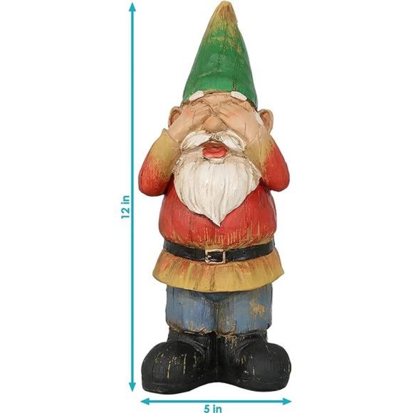 12-Inch H Three Wise Garden Gnomes - Hear, Speak, See No Evil Set - Outdoor - Picture 3 of 5